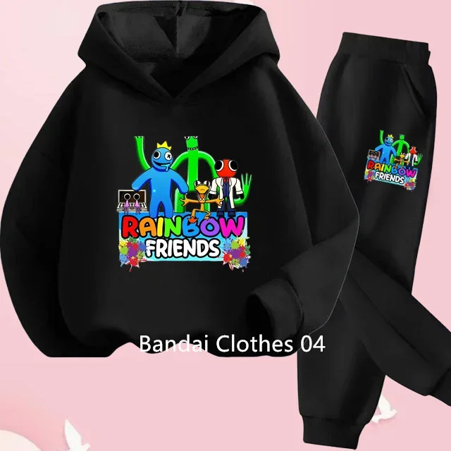 New Rainbow Friends Hoodie Sweater Sweatshirt + Pants Set Spring Fall Kids Baby Girl Boys Kids Toddler Clothes Christmas Gift