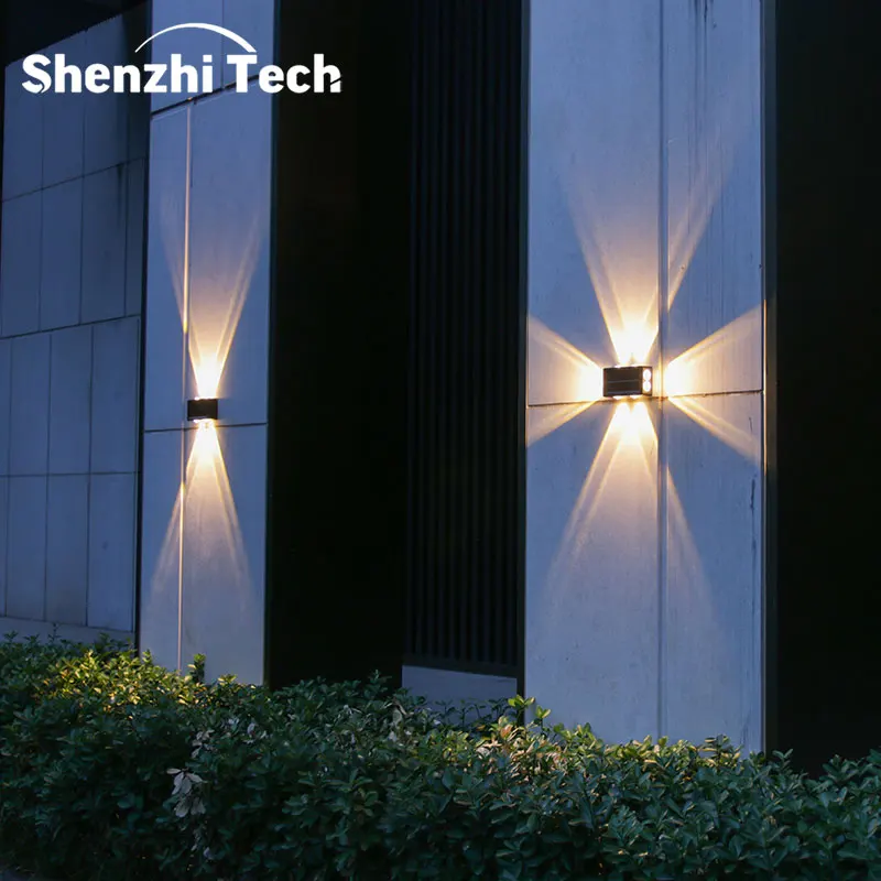 

4/8LED солнечный настенный светильник для улицы, водонепроницаемый вверх и вниз, световое освещение, украшение, солнечный свет для садового забора, кемпинга, деко