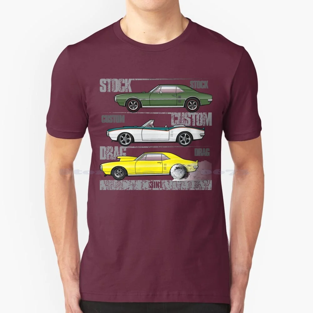 3 In 1 T Shirt 100% Cotton Tee 1967 Firebird 326 400 V8 Sport Coupe 2 Door Hardtop Custom Drag Racing Sprint Convertible Stock