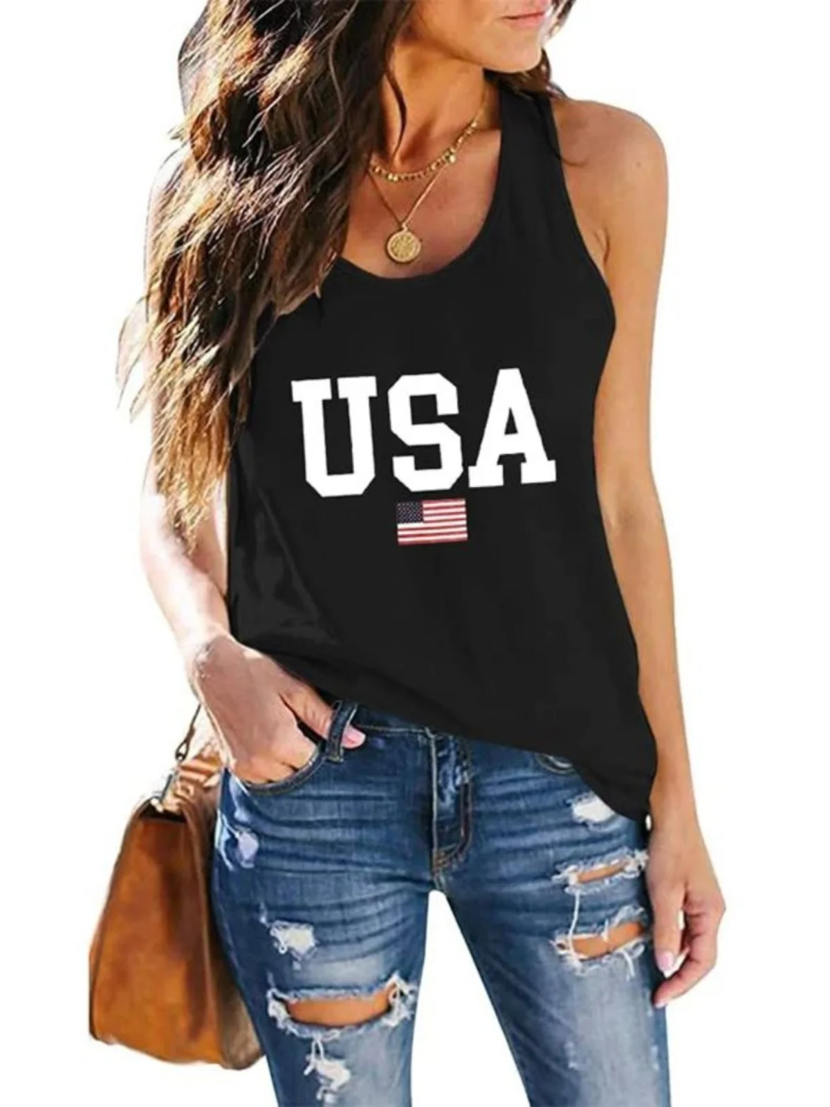 Damska modna, codzienna koszulka bez rękawów z nadrukiem 3D, luźny krój, top na ramiączkach, inne materiały, 00% [materiał], nowości na lato.