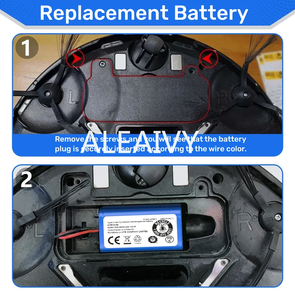 Аккумулятор H18650CH-4S1P емкостью 6800 мАч для робота-пылесоса Xiaomi Mi Essential MJSTG1, Mijia G1 14,8 В, SKV4136GL, серия Tefal Explorer