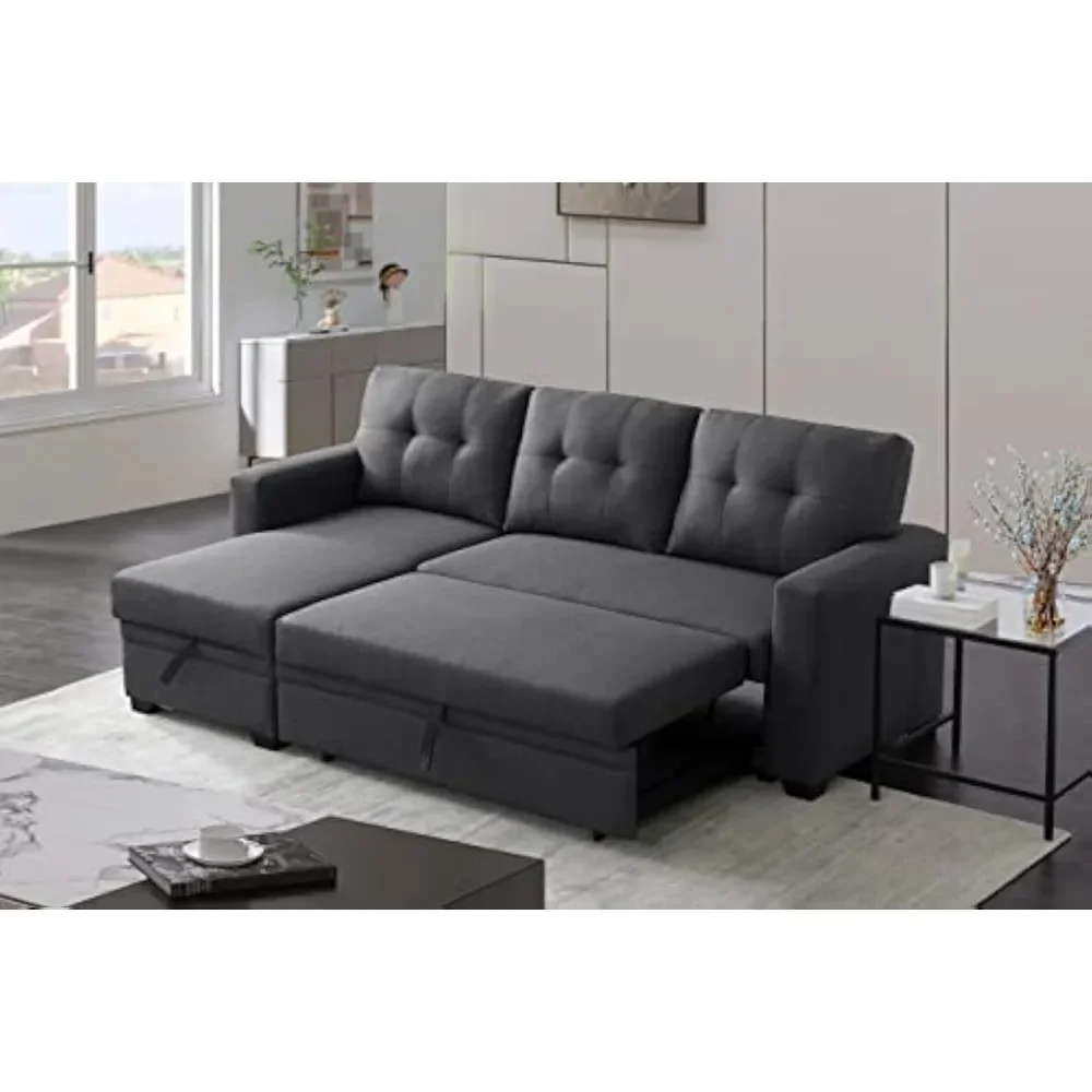 Reversible Sectional Sofa Couch Sleeper Sofa Bed with Storage Chaise Pull Out Couch Bed for Living Room  Hidden Stroge