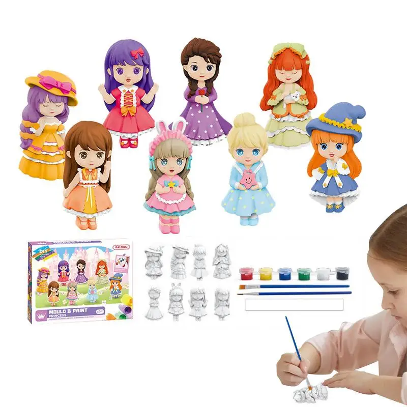 

DIY Painting Figurines 8Pcs Cute Paintable Craft Making Toy Kit Home Decoration Kids Painting Accessories Birthday Party Favors