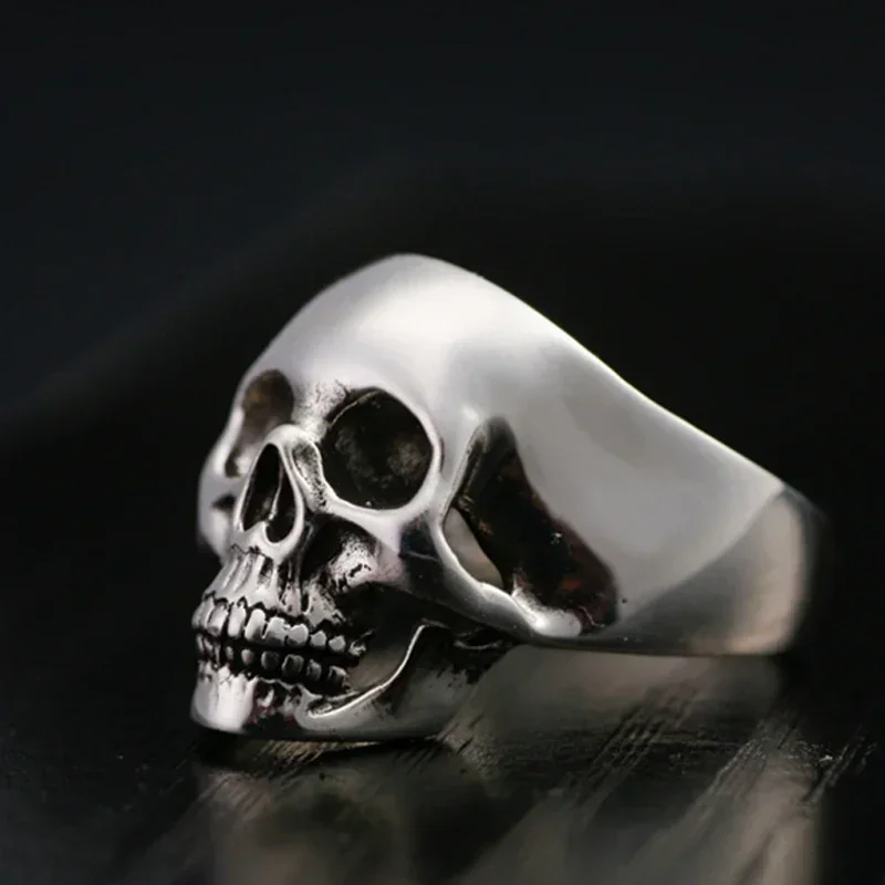 Real Sterling 925 Silver Skull Rings For Men Domineering Tooth Vintage Punk Rock Gothic Bague Argent Fashion Anel Masculino