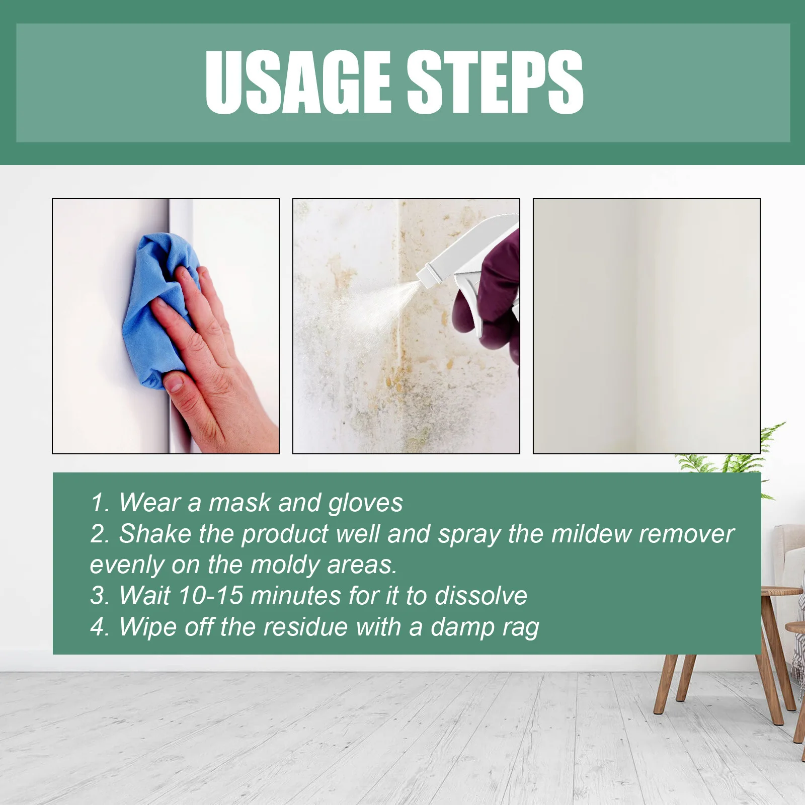 Espray removedor de moho, agente de limpieza antibacteriano para evitar hongos, azulejo de muebles, manchas de pared, eliminación de fregadero, baño