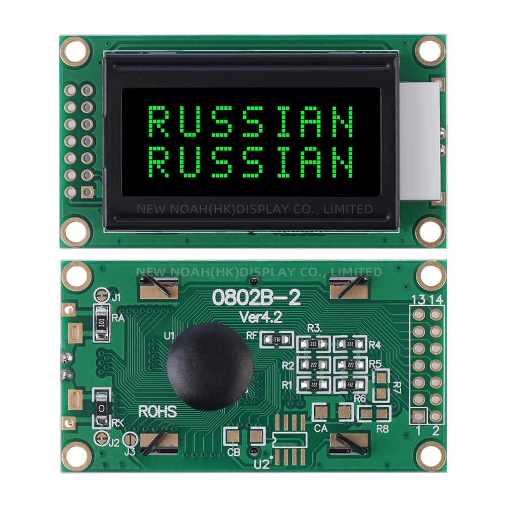 Russian BTN Black Film Green 0802B-2 LCD Module 0802 8X2 Controller ST7066 In Stock Direct ShipPINg Multilingual Module 14 PIN