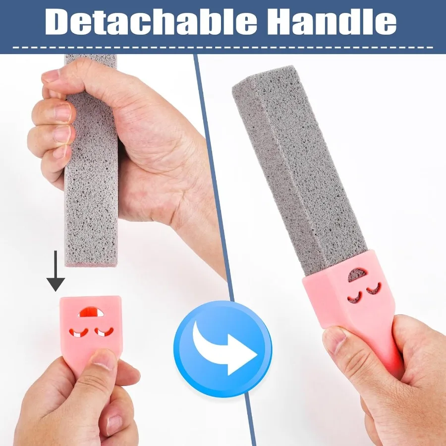 8 упаковок пемзажных чистящих палочек с 2 универсальными ручками. Очиститель серого пемза для чистки туалетов, ванных комнат, кухни.