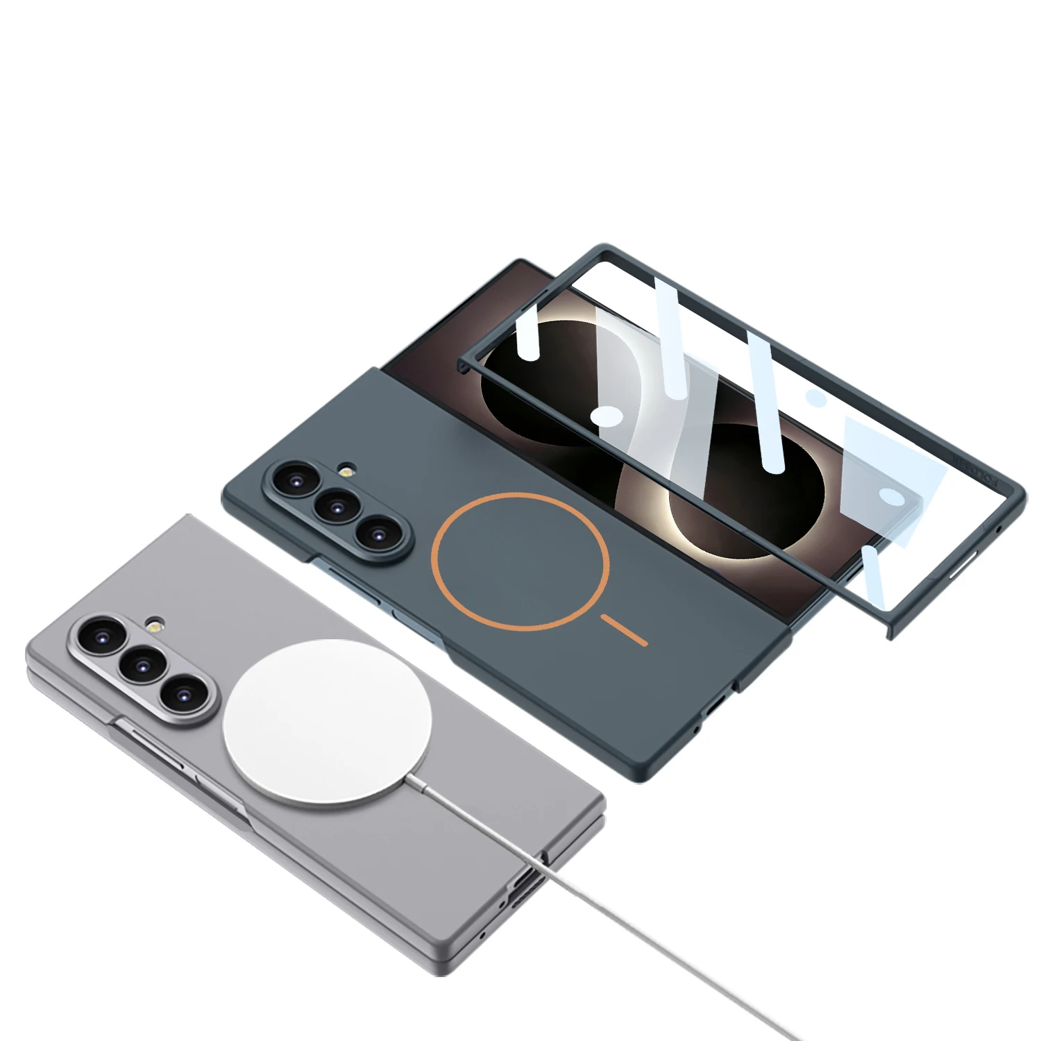 For Samsung Galaxy Z Fold 8 Case For Magsafe Glass Film Plastic Hard Mobile Phone Cover