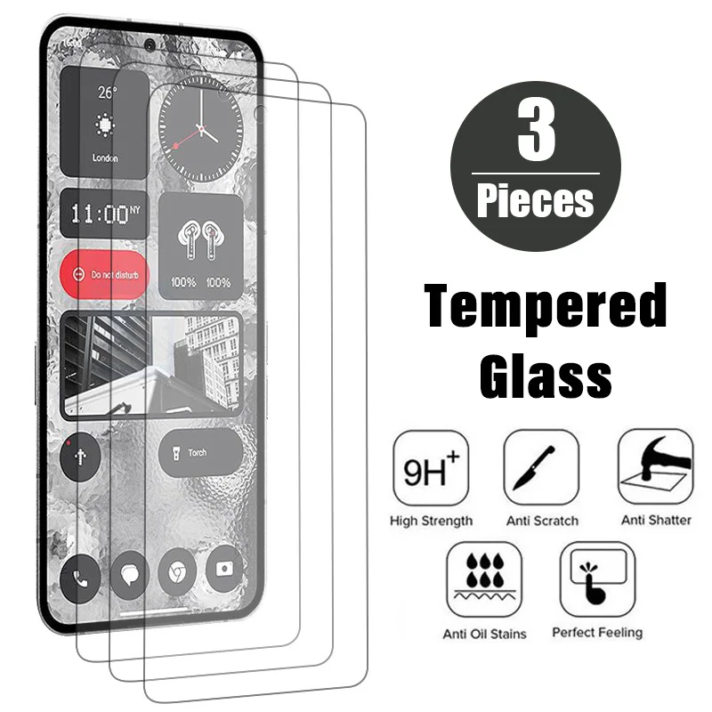 

3Pcs Full Coverage Protective Film Tempered Glass For Nothing Phone (2) (2a) Screen Protector For Nothing Phone (1) HD Glass