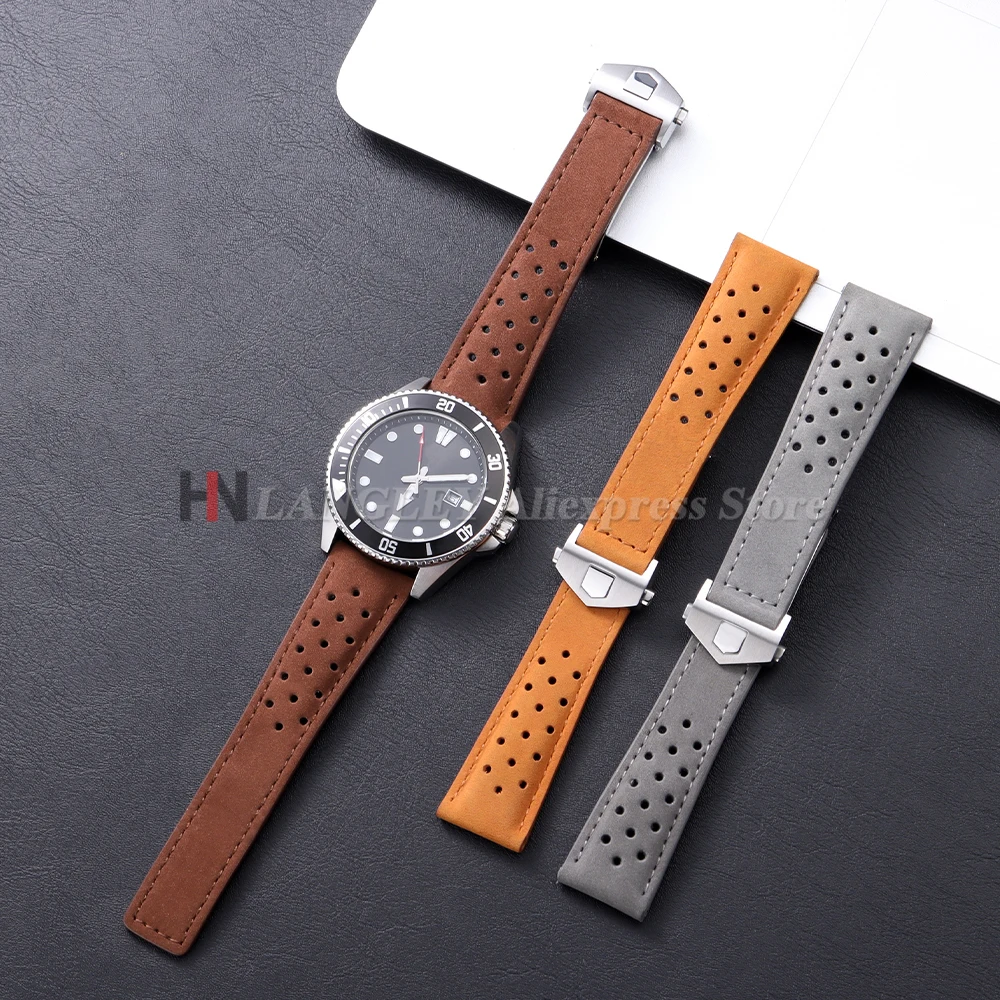 태그호이어 카레라 모나코 시계용 20mm 22mm 24mm 소가죽 시계줄 브라운 팔찌 남녀 액세서리