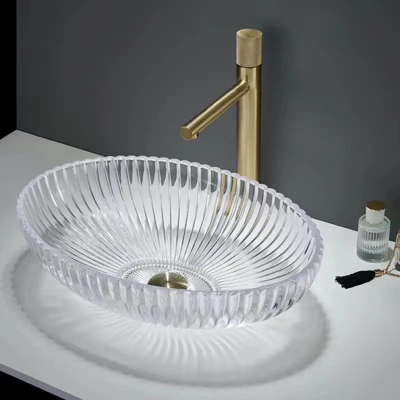 

HONGDEC Glass Bathroom Vessel Sink Bathroom Wash Basin Built-in Wash Basin