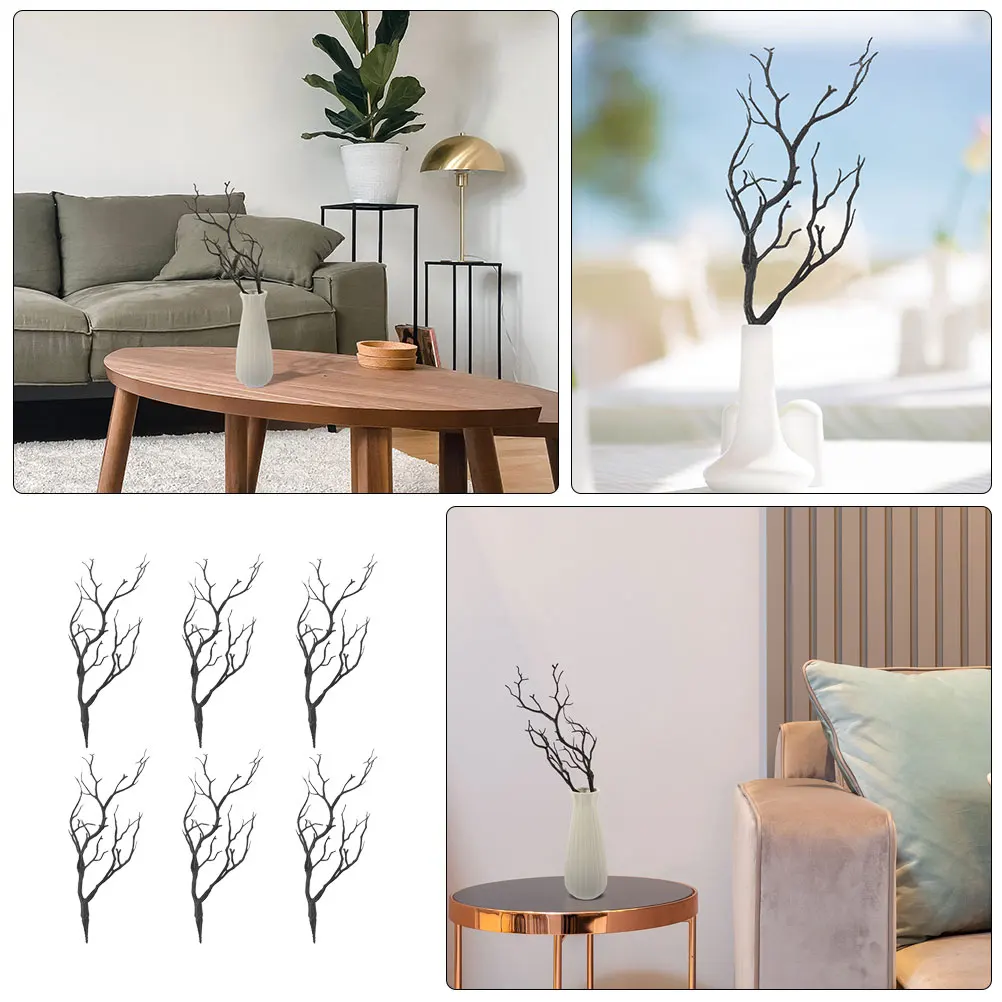 

6 Pcs Artificial Plant Decoration Stems Branches Decorate Faux Antlers Fake Accessory Plastic Vase Decorations