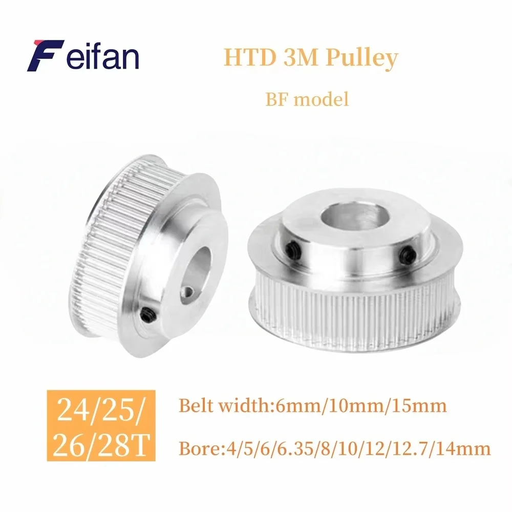 

HTD 3M BF Type 24/25 /26/28Tooth Timing Belt Pulley Synchronous Wheel Aperture 4/5/6/6.35~14mm Suitable For Belt Width 6/10/15mm