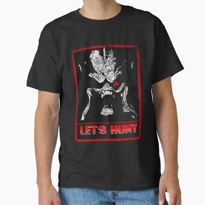 

Let the hunt begin 80s Retro Horror movie Predator The Jungle Hunter Alien Warrior Scary Halloween Gift T shirt large size Tops