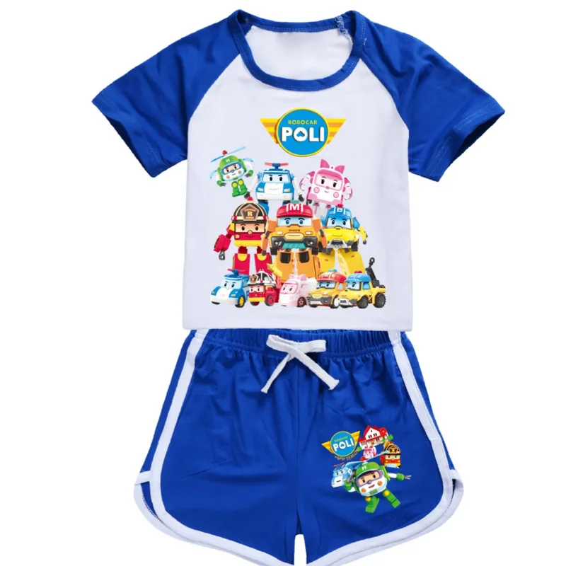 Candy 2025RobocarPoli Clothes Sets Girls Summer Clothing Short Sleeve Robocar Poli Print Sport Suits Children Pajamas or Sportwe