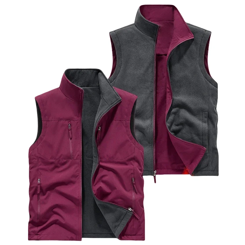 

Men's Fleece Workwear Vest Zip Up Lightweight Vests Outerwear with Pockets Winter Outdoor Warm Sleeveless Jacket for Hiking Golf