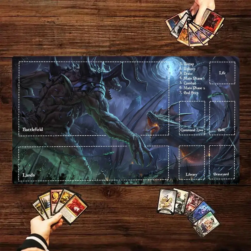 Dark Shadow Giant Beast TCG Playmat 35X60CM Premium Magic Card Battle Mat Non-Slip Durable Stitched Edge Tabletop Playmat