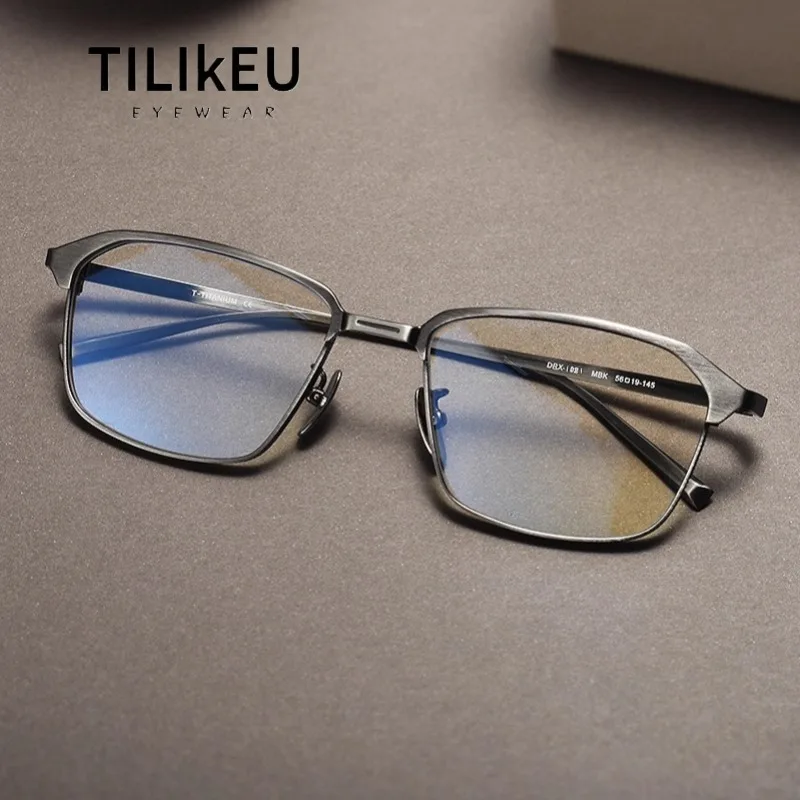 

Japanese Retro Pure Titanium Square Big Face Men's Eyeglasses Frames Designer Trend Full-Rim Prescription Glasses for Myopia