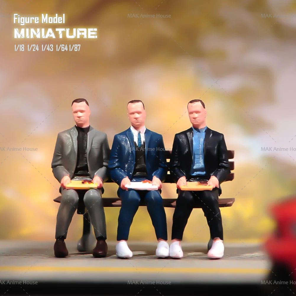 Miniatures 1/87 1/64 1/43 1/24 1/18 Figure Forrest Gump In A Suit Sitting On A Bench Dolls Model Home Scene Ornament Prop Toys