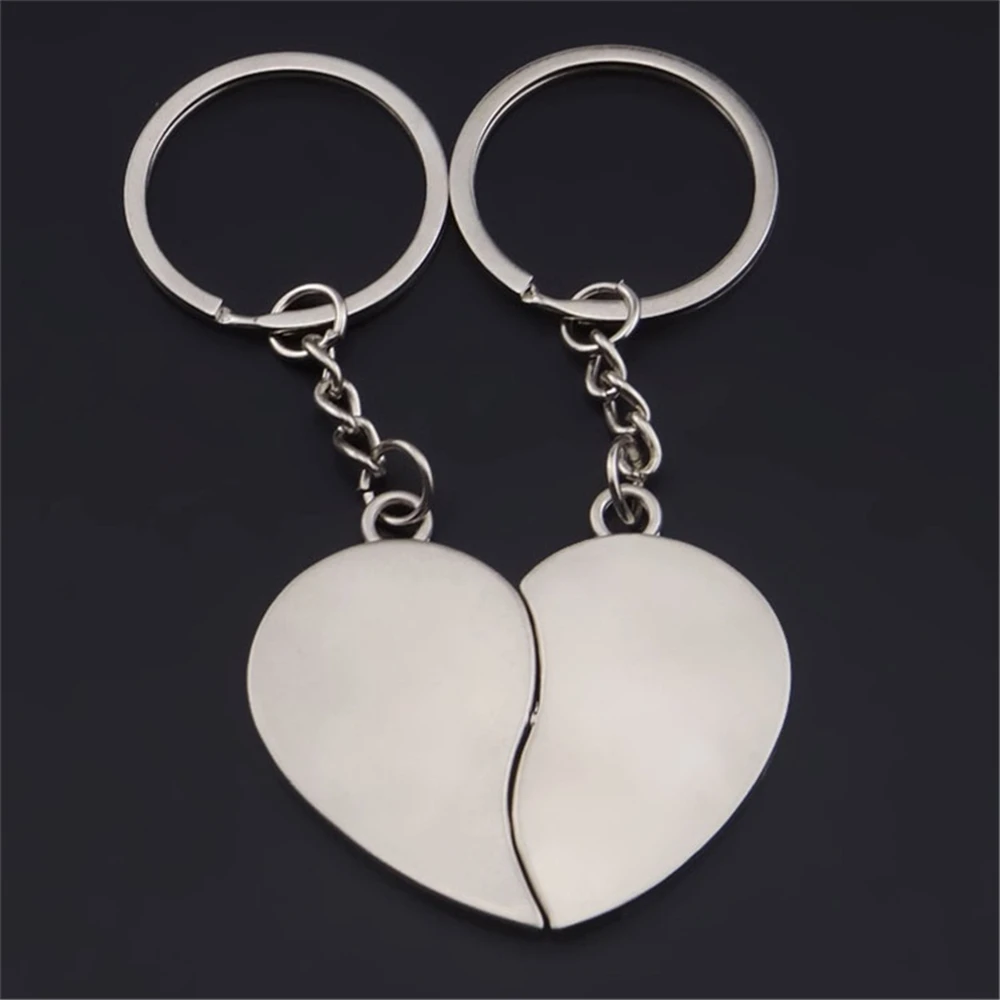 2pcs Cartoon Doll Heart Keychain Metal Jigsaw Puzzle Keyring for Women Men Car Handbag Phone Pendant Couple Valentine\'S Day Gift