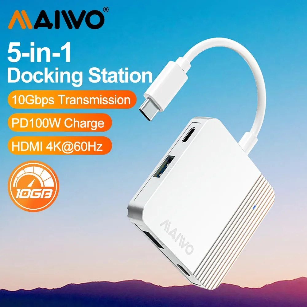 

MAIWO 5-IN-1 USB HUB3.0 USB C Dock Station 10Gbps High Speed Transmission USB Splitter Type C to USB OTG Adapter For Macbook Pro