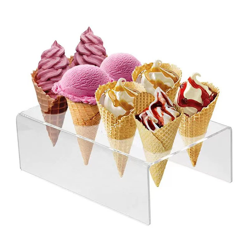 2Pcs/Pack 8 Holes Clear Acrylic Ice Cream Cone Holder Wedding Buffet Food Display Cupcake Stand For Baby Shower Anniversary