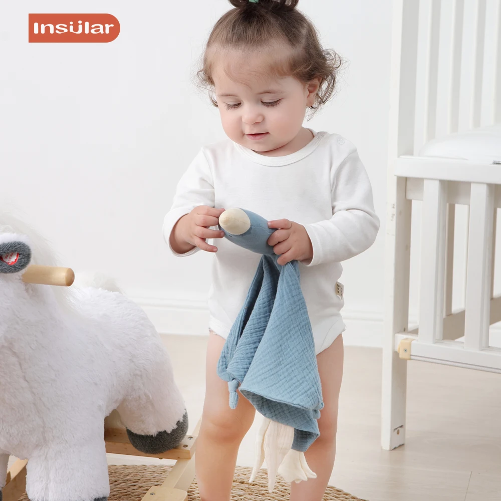 ผ้ามัสลินออร์แกนิคสำหรับเด็กแรกเกิด ช่วยให้นอนหลับสบาย ตุ๊กตานิ้วมือรูปห่านใหญ่ ดีไซน์การ์ตูน สามารถใช้เป็นผ้าห่มปลอบใจได้