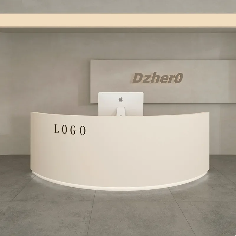 Light Luxury Modern Semi Circular Curved Table for Beauty Salon Bar Checkout Counter Clothing Store Company Front Desk