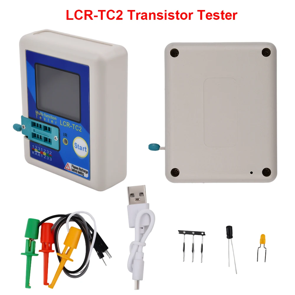 

LCR-TC2 Transistor Tester Multimeter LCD Diode Triode Capacitor Resistor Test Meter ESR MOSFET NPN PNP Triac MOS/PNP/NPN