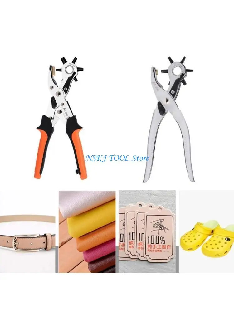 

L8RC Revolving Plier Leather Hole Set for Belts Watch Bands Straps DogsCollars Saddles Shoe Fabric Craft Project