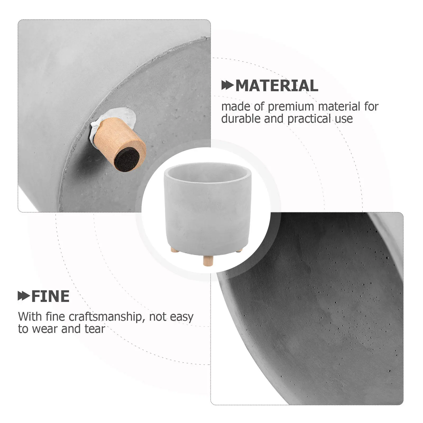 1Pcs Creative Flowerpot Light Grey Cement Planter Small Desk Friendly Succulent Pot for Balcony Garden Office Home Decoration