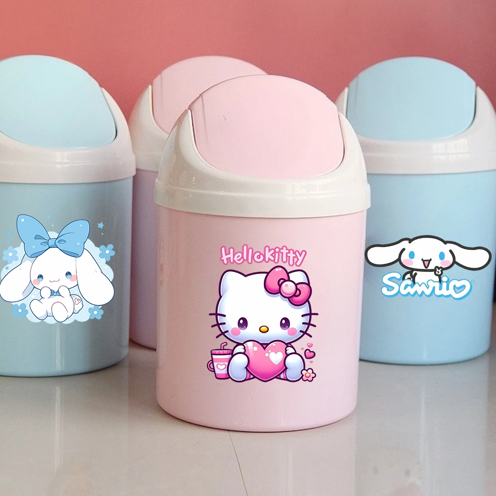 

HelloKitty Mini Desktop Bin Small Trash Can Tube Cinnamoroll Kuromi Bedroom Trash Can Garbage Can Clean Workspace Storage Box