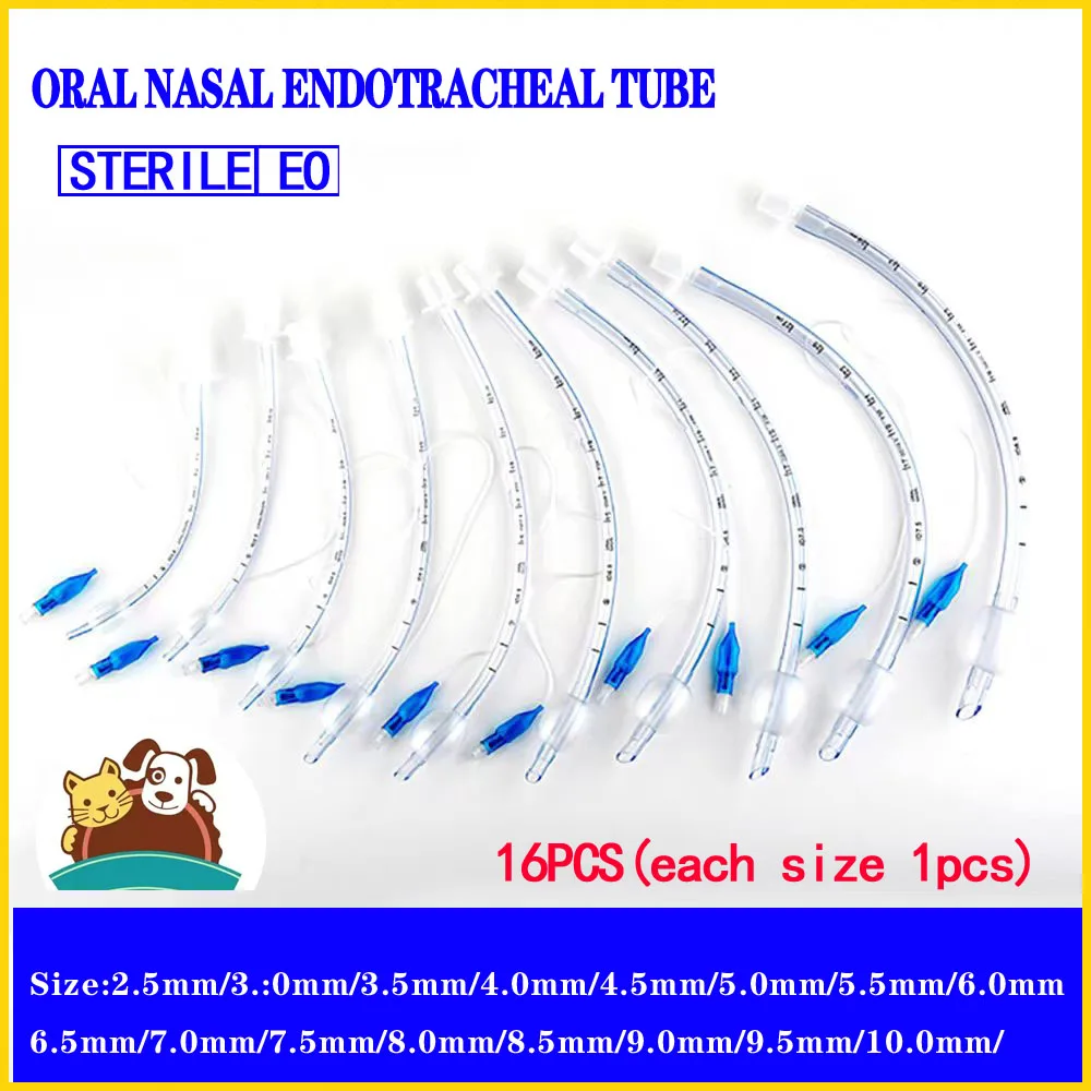 Endotracheal Tube with Cuff Disposable Endotracheal Intubation ID 2.5-10mm Veterinary Equipment