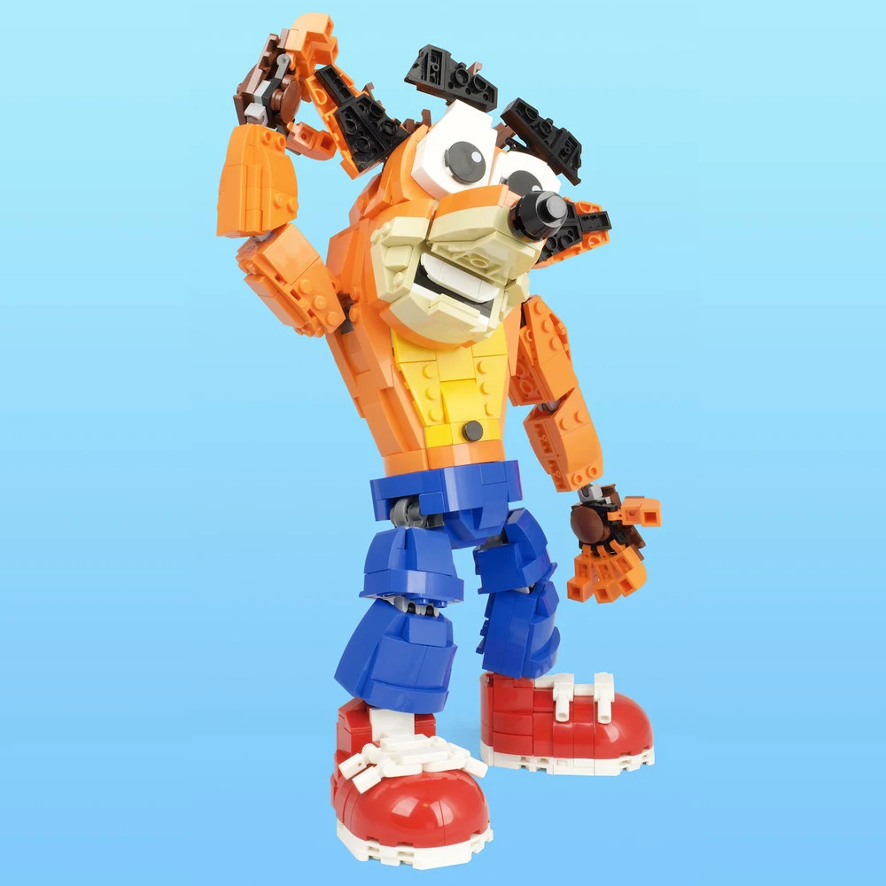 Crash Bandicoot Robot figurka klocki do budowy zestaw modeli do składania MOC Brickheadz wilk cegły zabawka dziecko prezent na urodziny