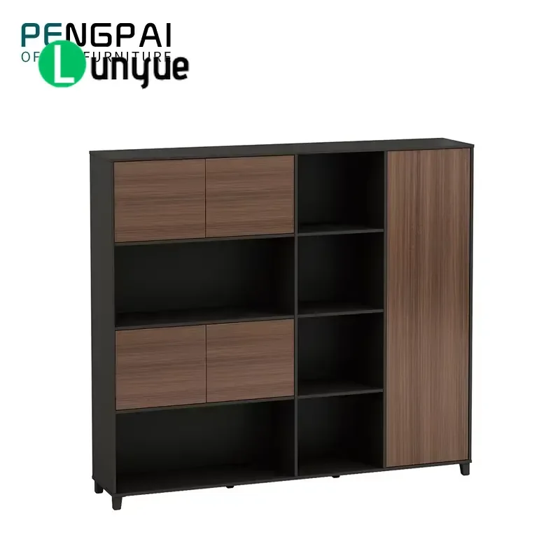 Modern Wooden Desk Bookcase Combo Office Storage Cabinet Waterproof Scratch Resistant Finish for Home Office Study Room