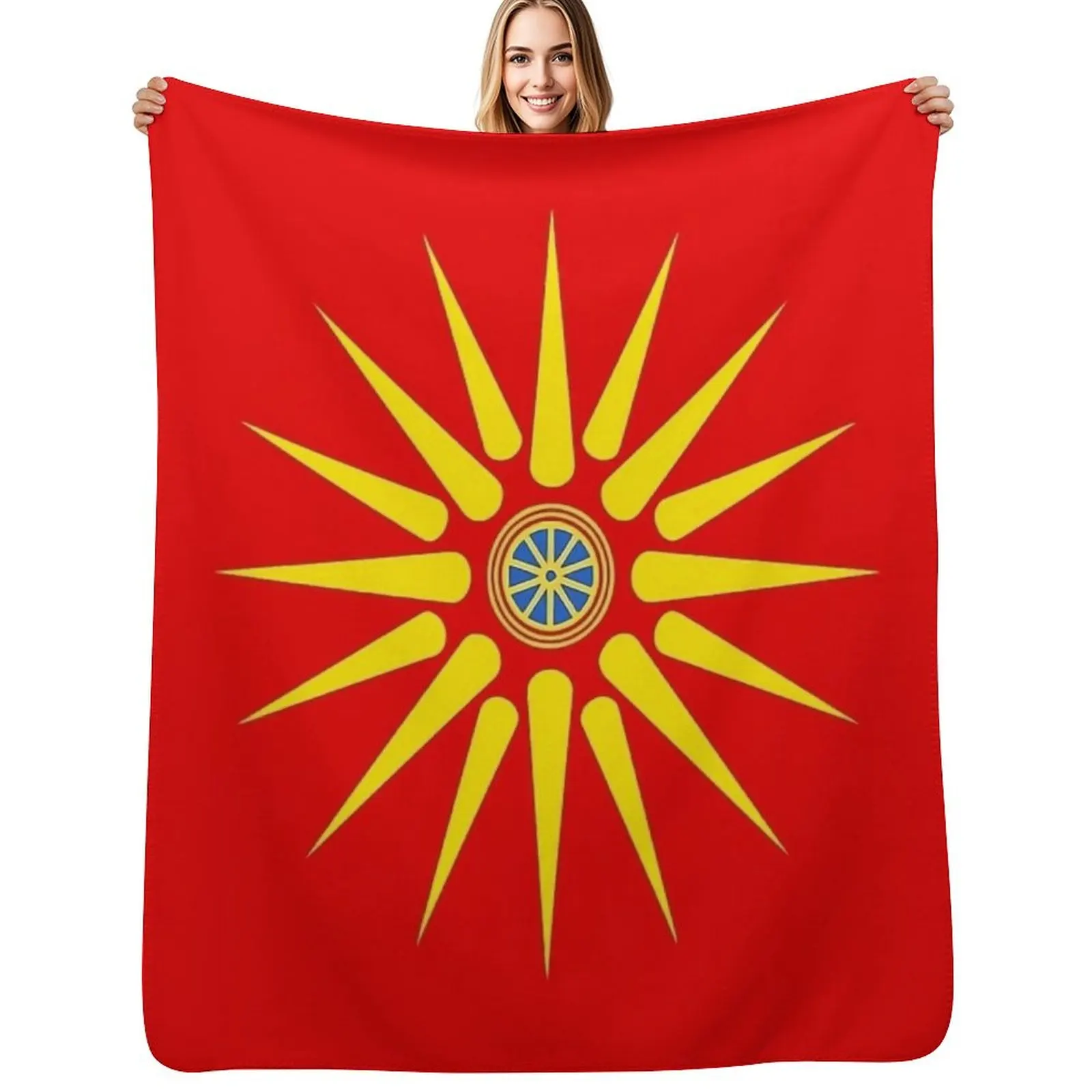 

North Macedonian Flag Throw Blanket Cozy Throw Blanket for Bed Sofa Chair