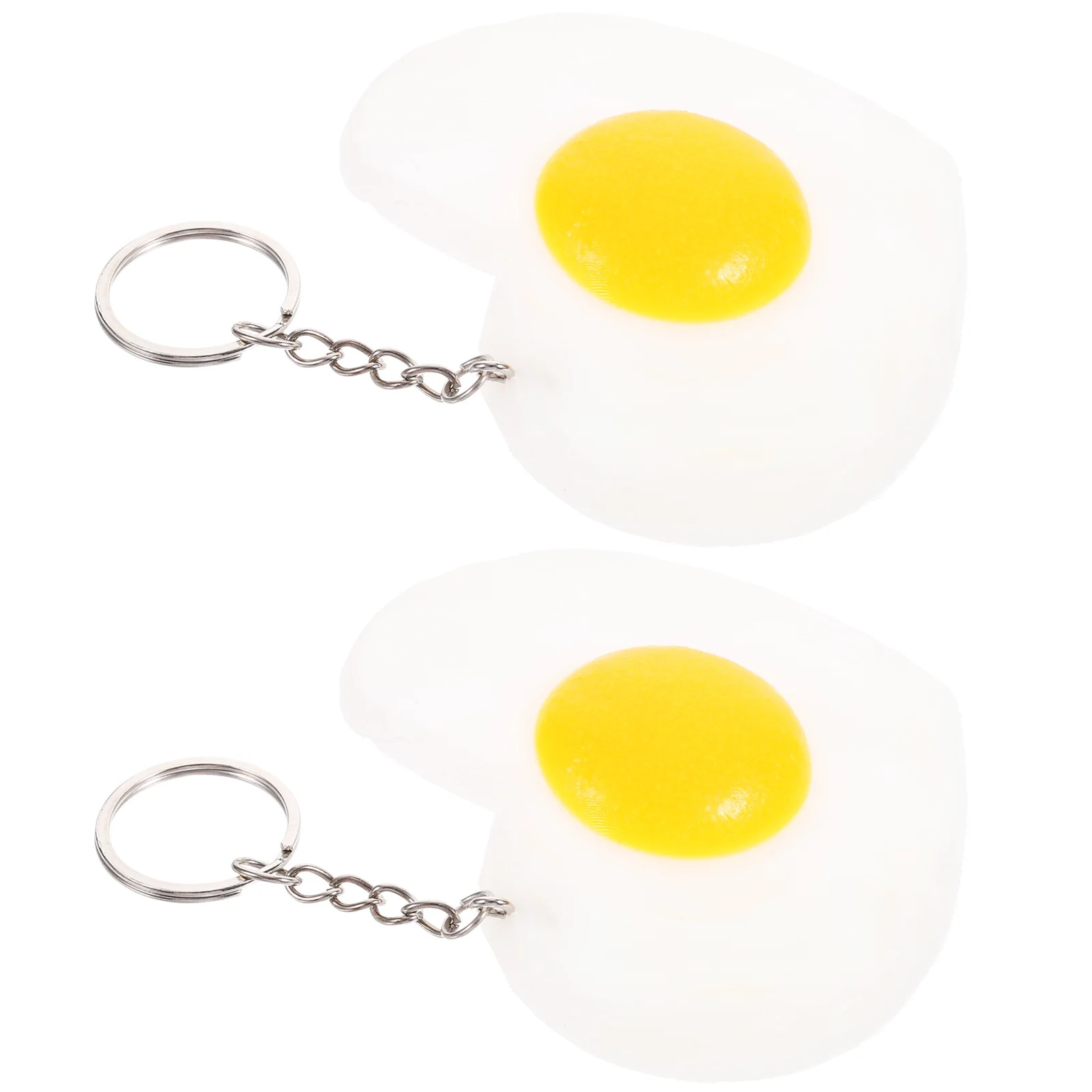 

2Pcs Heart Shaped Fried Egg Keychain Pendant Bag Charm Decorative Accessory for Purse Backpack Phone Case Party Gift Boiled Egg