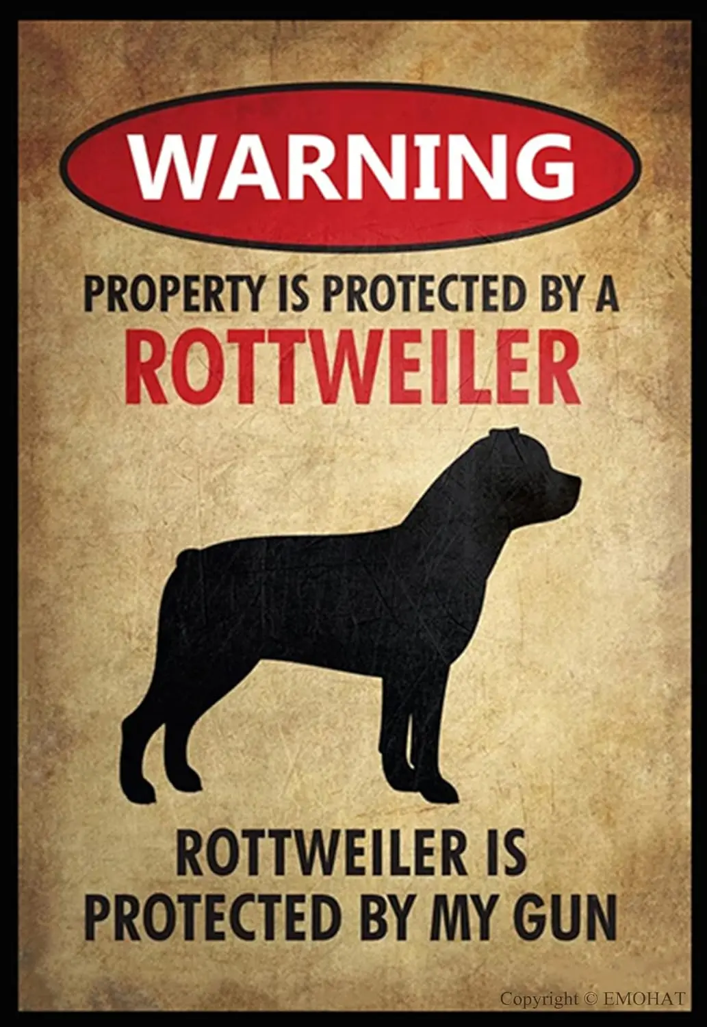 Warning Rottweiler Vintage Retro Metal Sign Wall Art Decor Aluminum Anti-Rust Warning Signs Outdoor Use Entryway Decor Plaq sign