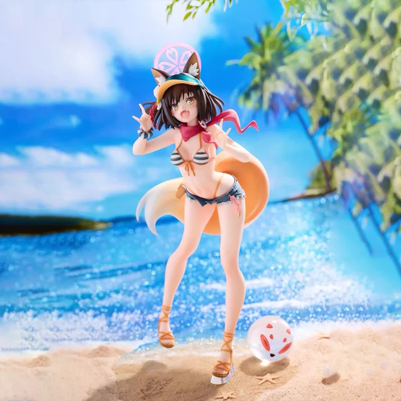 

15cm Blue Archive Kuda Izuna Action Figures Swimsuit Beach Series Anime Models Pvc Cute Doll Desk Decoration Statue Boy Toys