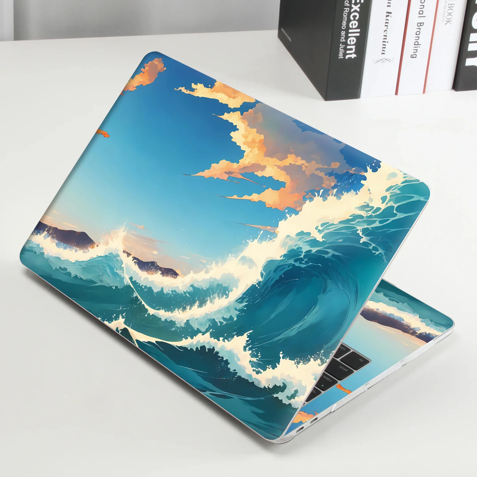 

DIY 1 Set of 2 Huge Ocean Rhythm Rendering Notebook Protection Stickers for 30.48-39 Cm Notebook Case Protection Stickers