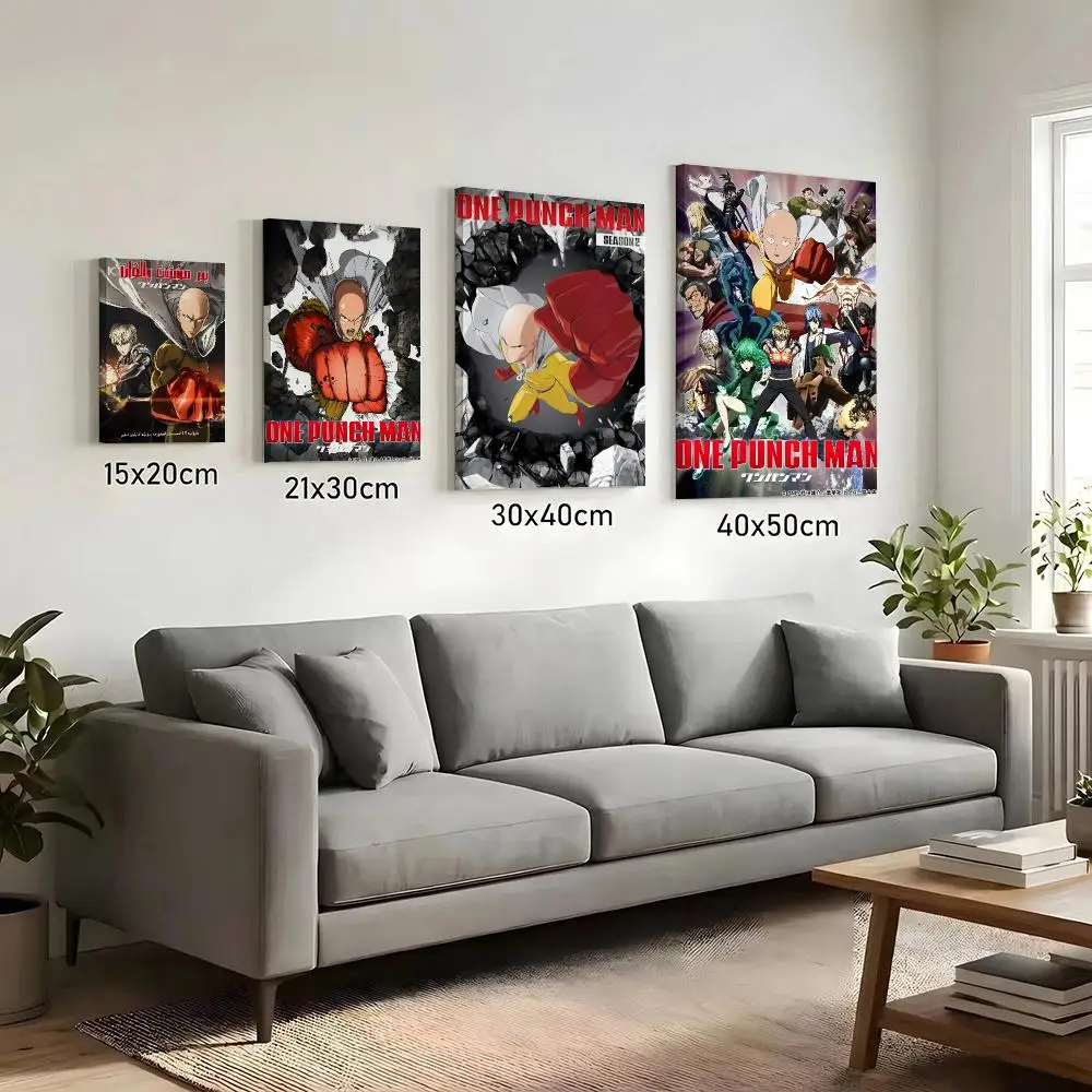 Anime O-One-Punch Man Painting Calligraphy HD Canvas Print Poster Wall Art | Optional Frame | Modern Hallway Decor