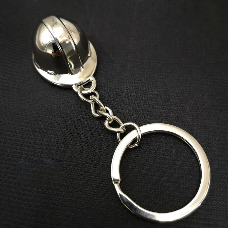 U90C Funny Mini Metal Helmet with Keyrings Gift for Lovers Friend Wear to Deliver Good Wishes for KEY Holder Zinc Alloy