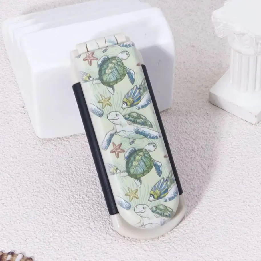 1pc オーシャンスタイルプリント折りたたみコーム - 帯電防止、ポータブルデザイン、優しいコーミングとスタイリング、本物の髪のかつらに特化