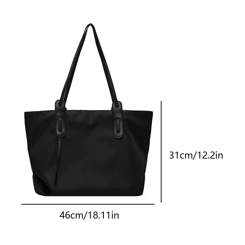 Ladies Large Capacity Tote Bag Nylon Simple Underarm Bag with Zipper Solid Color Shoulder Bag Travel Versatile Shopping Handbags