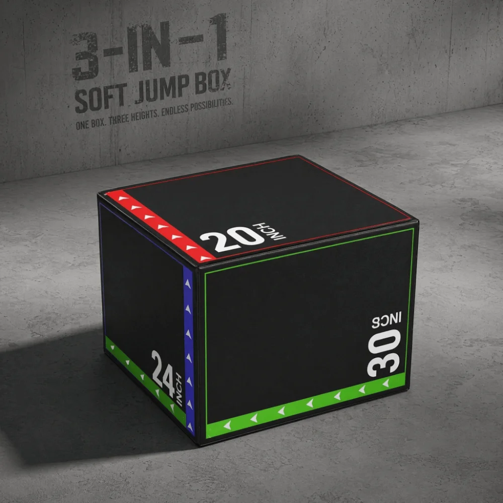 3-in-1 Plyometric Jump Box 40*50*60cm Shockproof Portable Jumping Box High Resilience Wear-Resistant Fitness Training Tool