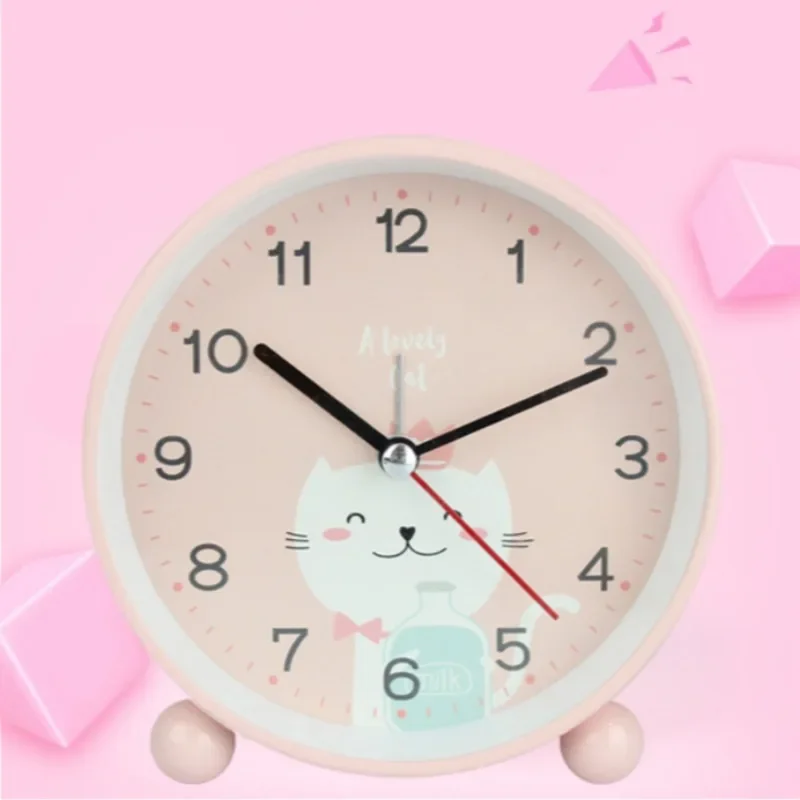 Korean Cartoon Animal Pattern Alarm Clock Creative Cat Rabbit Decor Table Clock Silent Sweep Seconds Night Light Quartz Watch