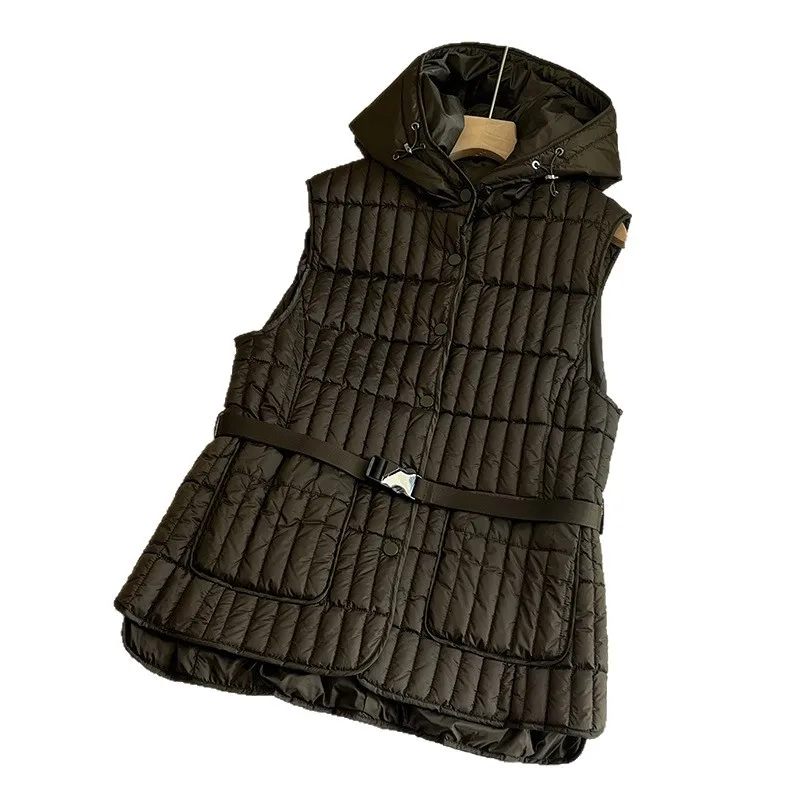 

Autumn and Winter New Women's Down Vest Commuting Hooded Slim Fit European Vest