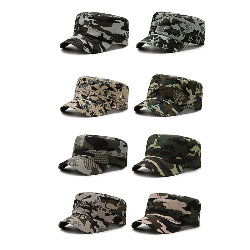 Men Women Tactical Flat Cap Hat Camouflage Baseball Cap Hat Outdoor Sports Camping Hiking Sunhat Hunting Sun Cap Sunscreen