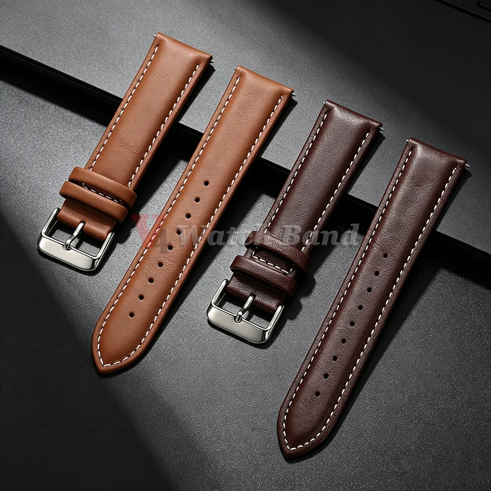 Quick Release Cowhide Watch Strap 18mm 20mm 22mm Vintage Dark Brown Bands Watchband for Seiko for Samsung Galaxy Watch 8/7/6/5/4