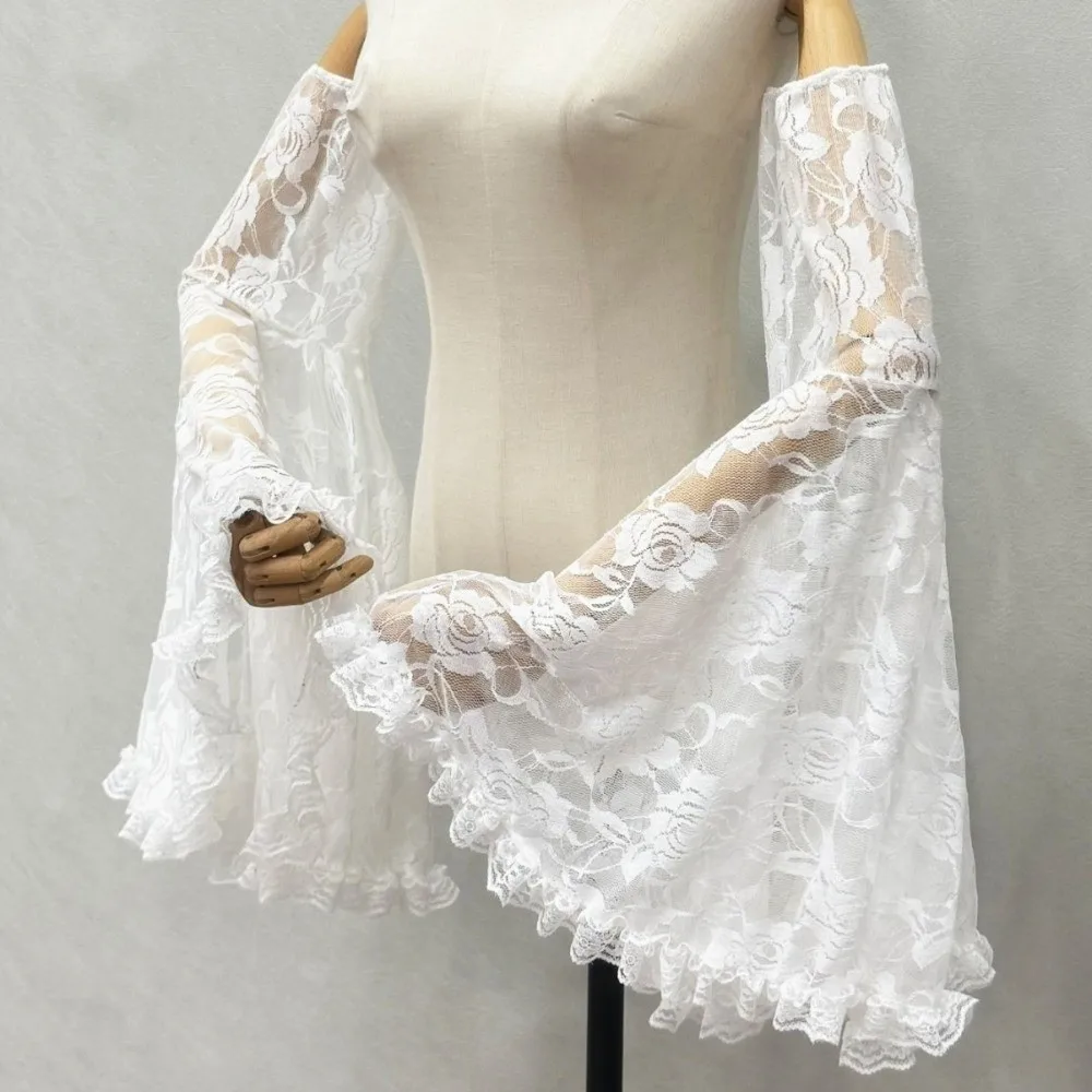 Fashion Sunscreen Long Tulle Sleeves Breathable Lace Sheer Bridal Gloves Thin Gothic Wedding Gloves Wedding Party